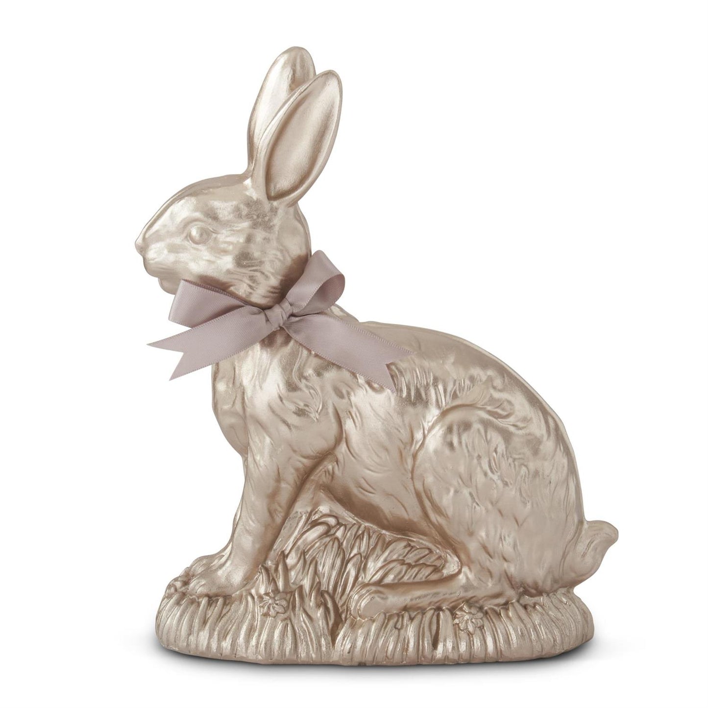 Gold Easter Bunny with Bow - Resin, 9"