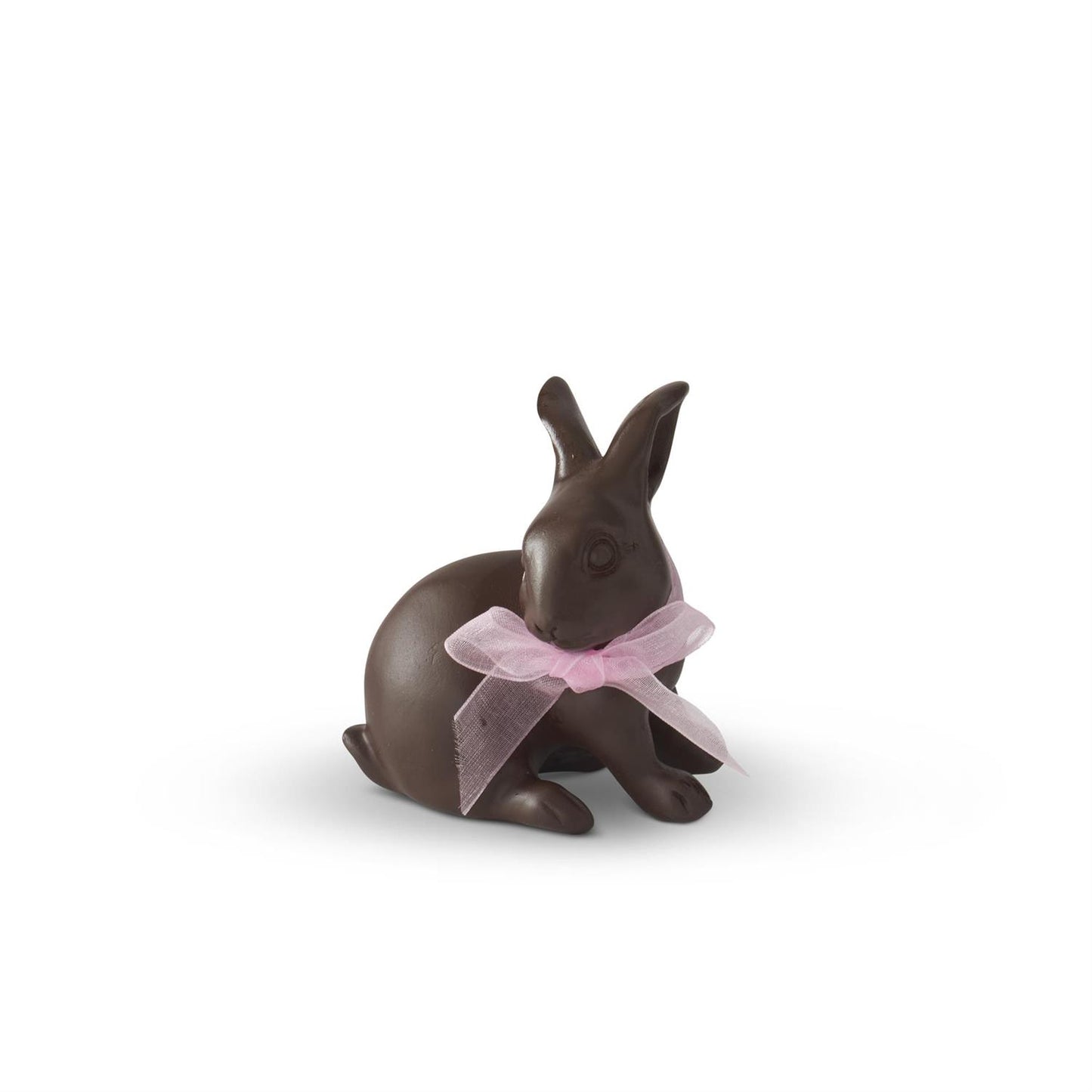 Resin Chocolate Easter Bunny With Pink Bow - 3 Assorted Styles, 3.25"