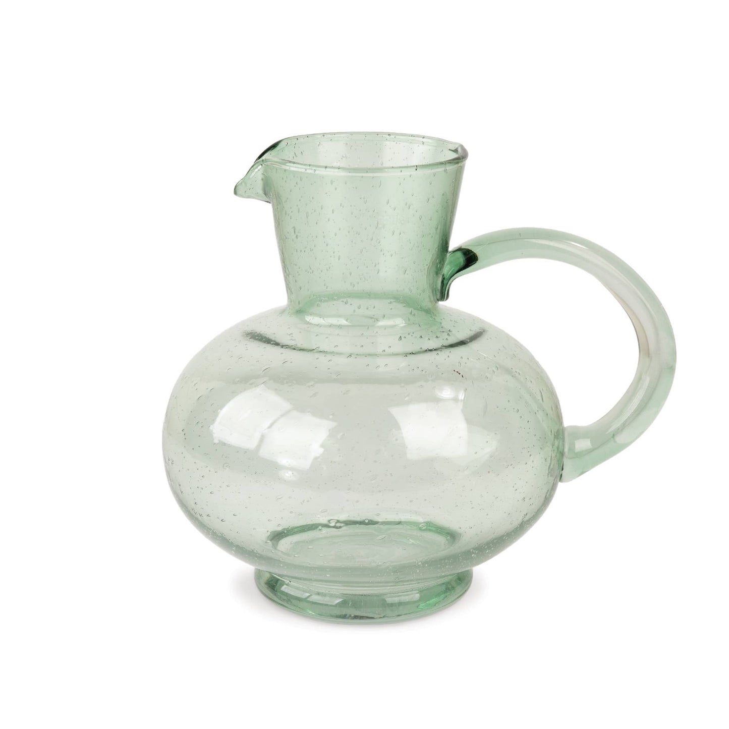 Green Bubble Glass Pitcher - 8 in