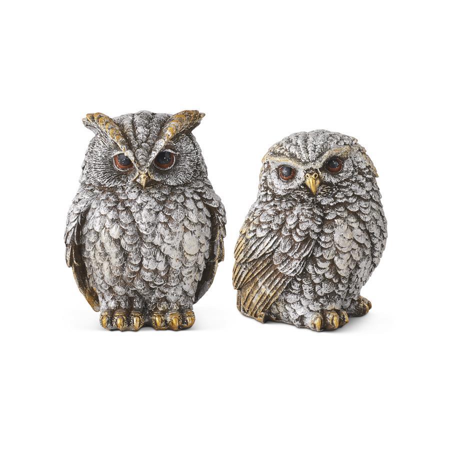 Silver and Gold Metallic Resin Owl - 5.75"