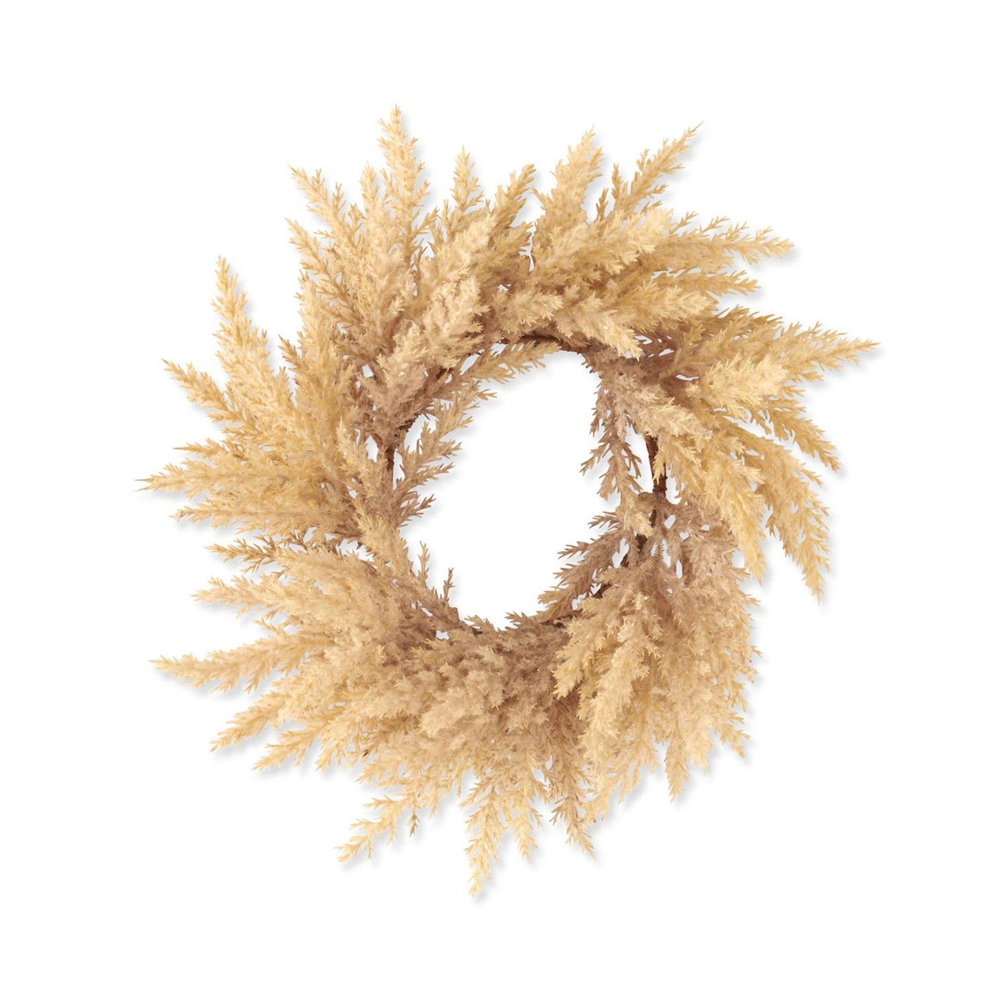 Flocked Light Brown Pampas Grass Candle Ring/Wreath - 16"