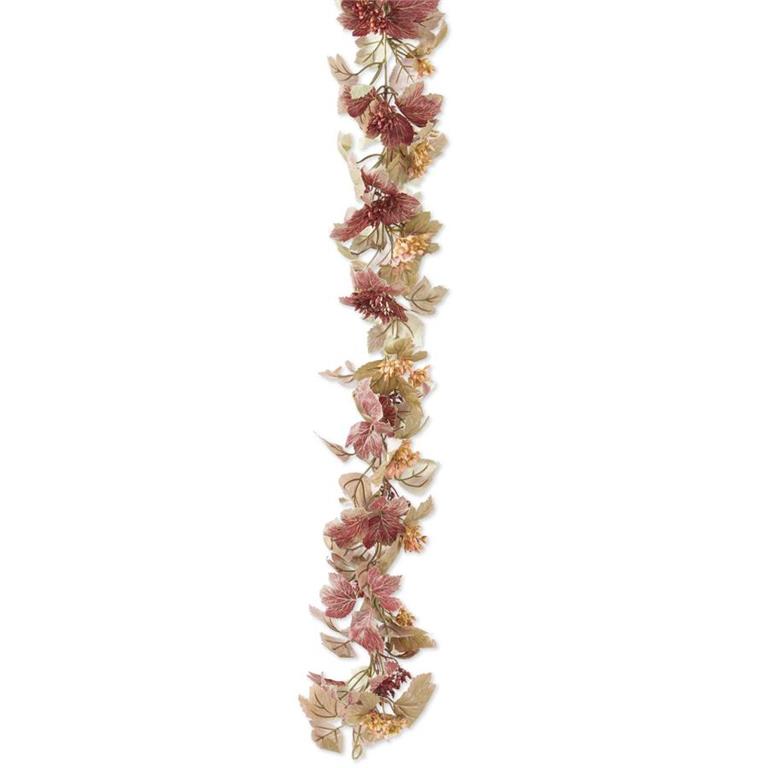 Burgundy and Green Danica Ivy Garland w/Buds - 60"