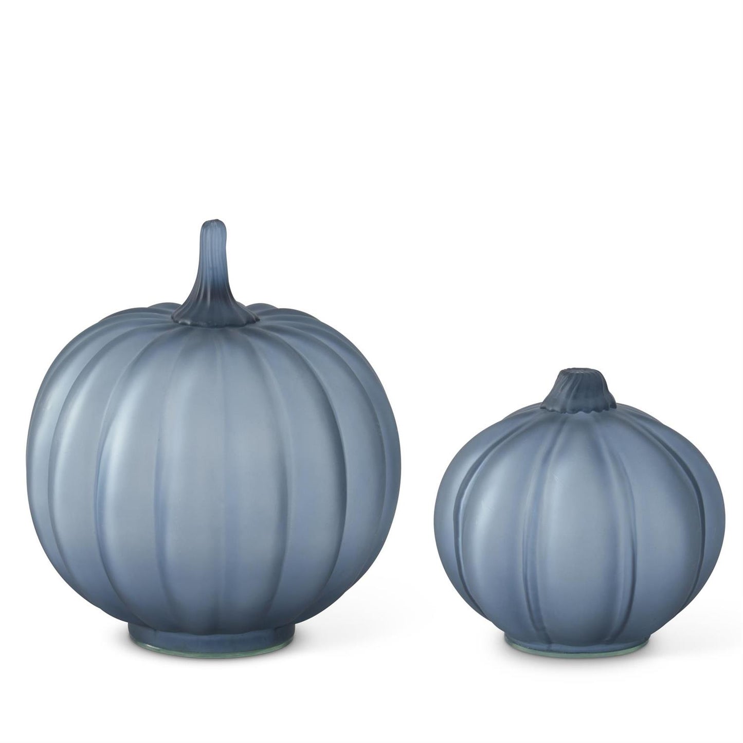 Frosted Blue Glass Pumpkins - 5.75"