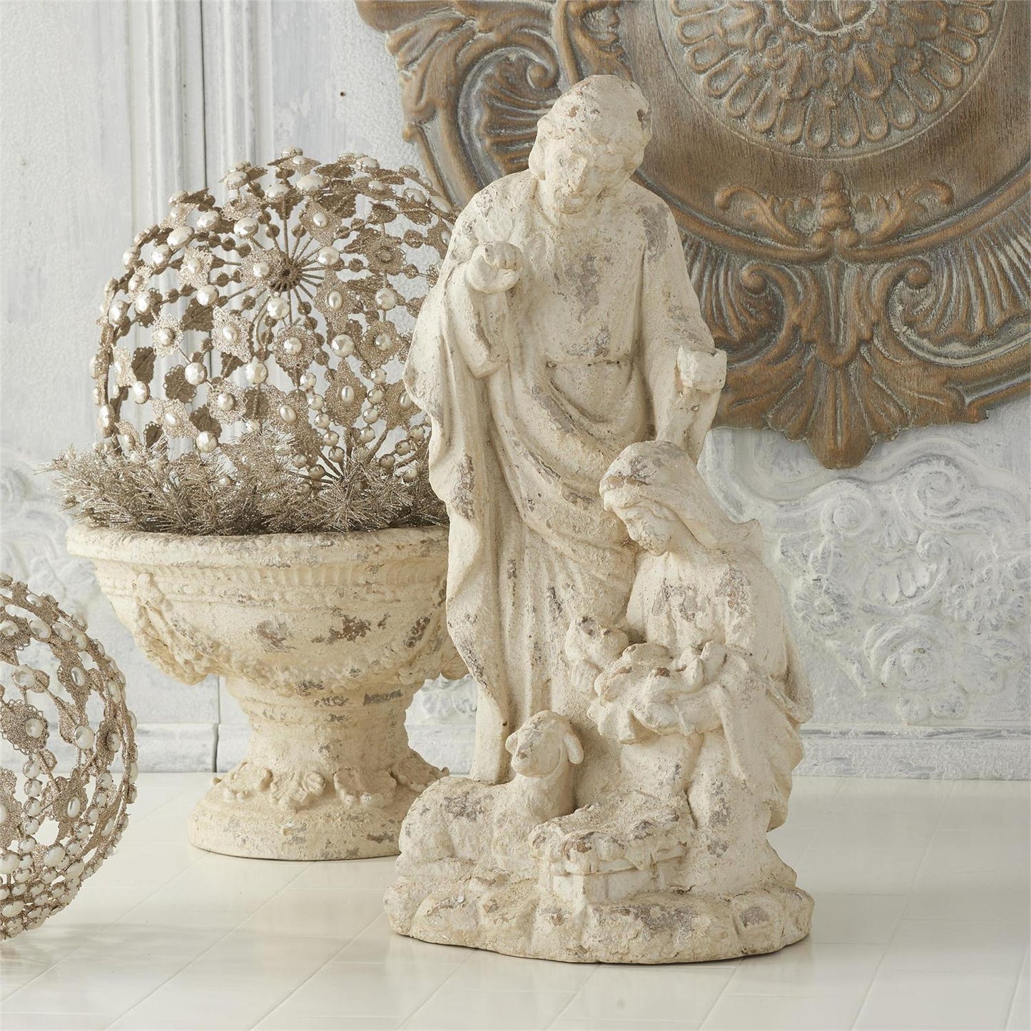 Resin Cream Nativity - 28"