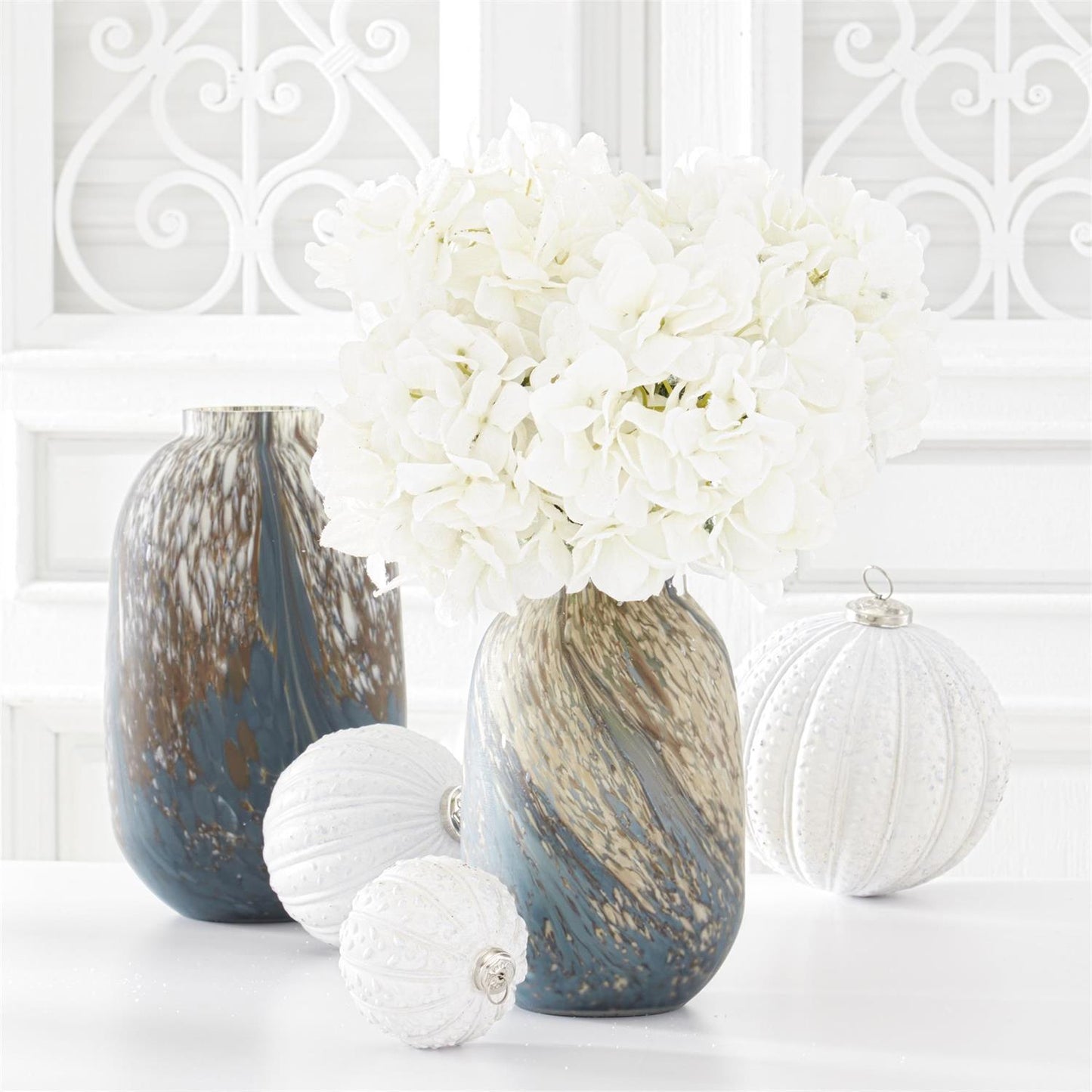 White Glittered Hydrangea Stem - 34"