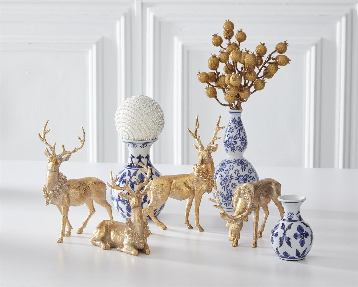 Antique Gold Resin Deer - Laying