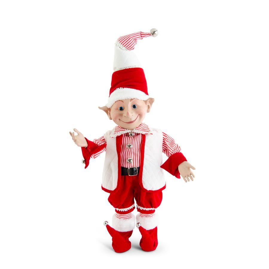 Posable Elf in Red Velvet W/Bells - 17.75"