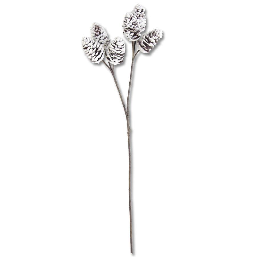 Flocked Pinecone Spray - 32"