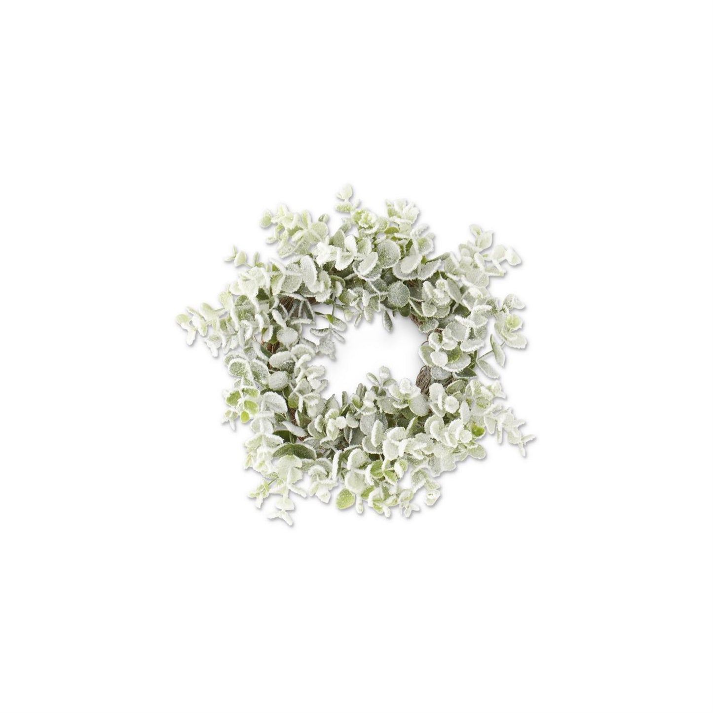 Snowy Flocked Eucalyptus Candle Ring - 11.5"