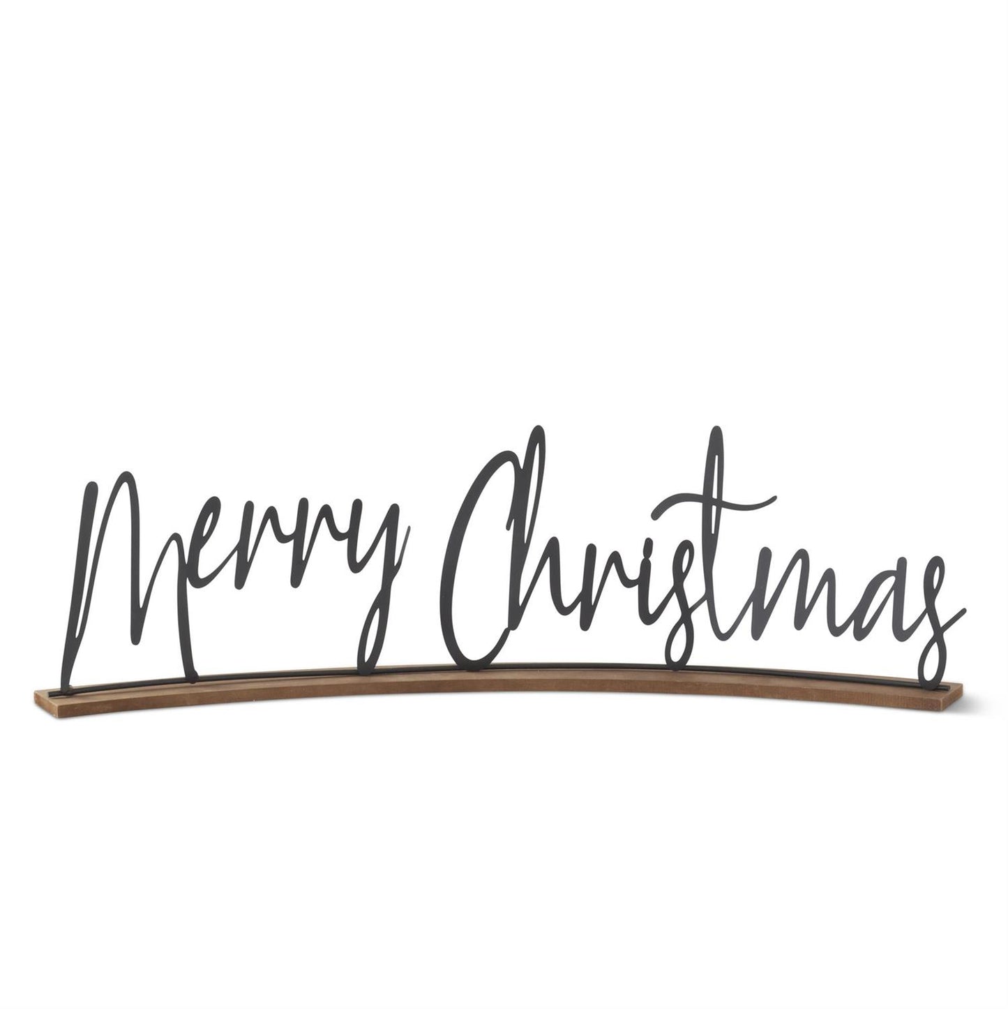 Curved Matte Black Metal Merry Christmas Script Tabletop - 25"