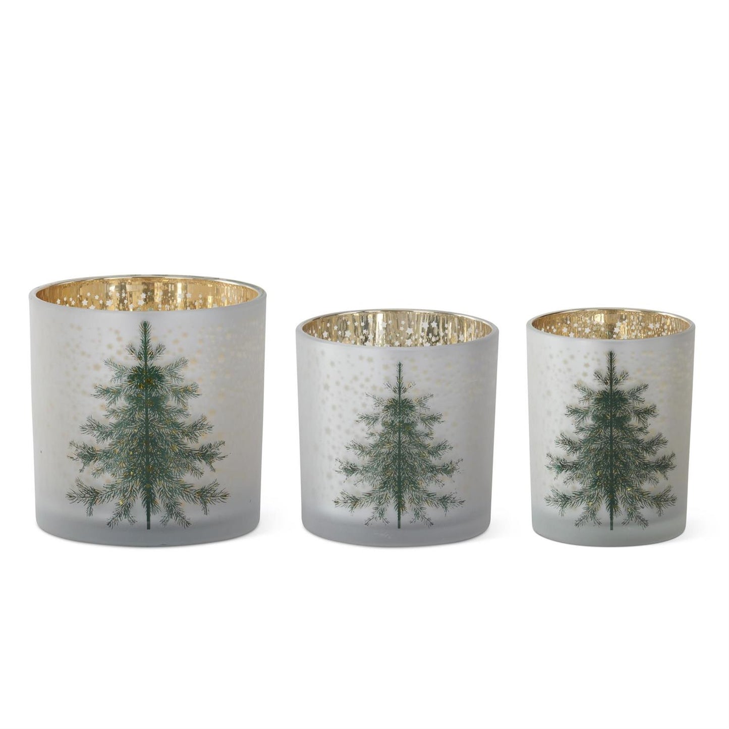 Frosted White Glass Christmas Tee Container With Gold Star Interior - 6"
