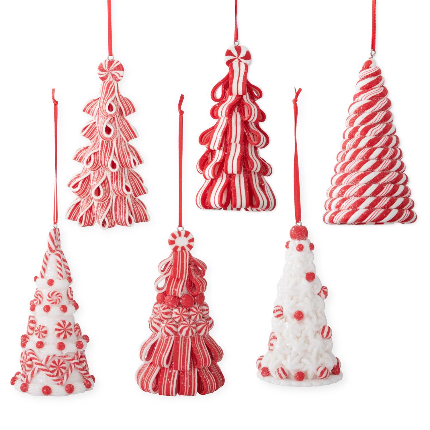 Red & White Clay Candy Tree Ornament - 6 Assorted Styles, 4.5