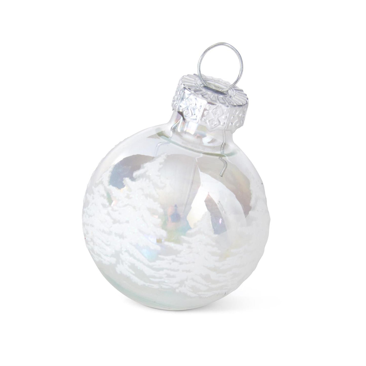 Box of 16 Mini Clear Iridescent Tree Glass Ornaments - 1"