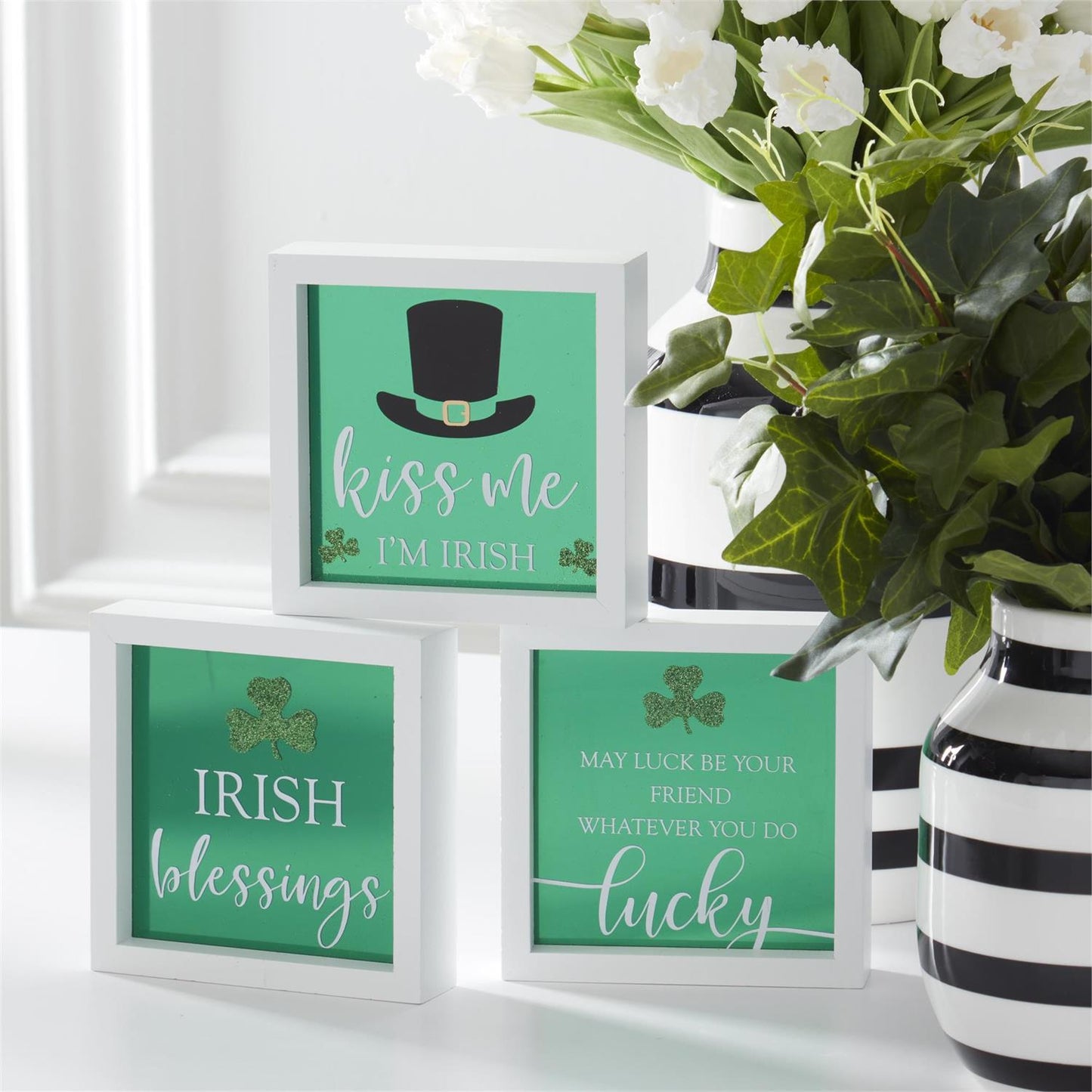 Mirrored St Patrick Message Signs - Assorted, 6"