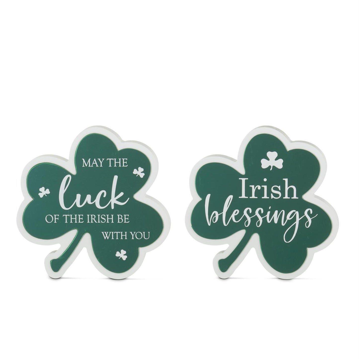 Mirrored St Patrick Shamrock Message Signs - Assorted, 5.75"