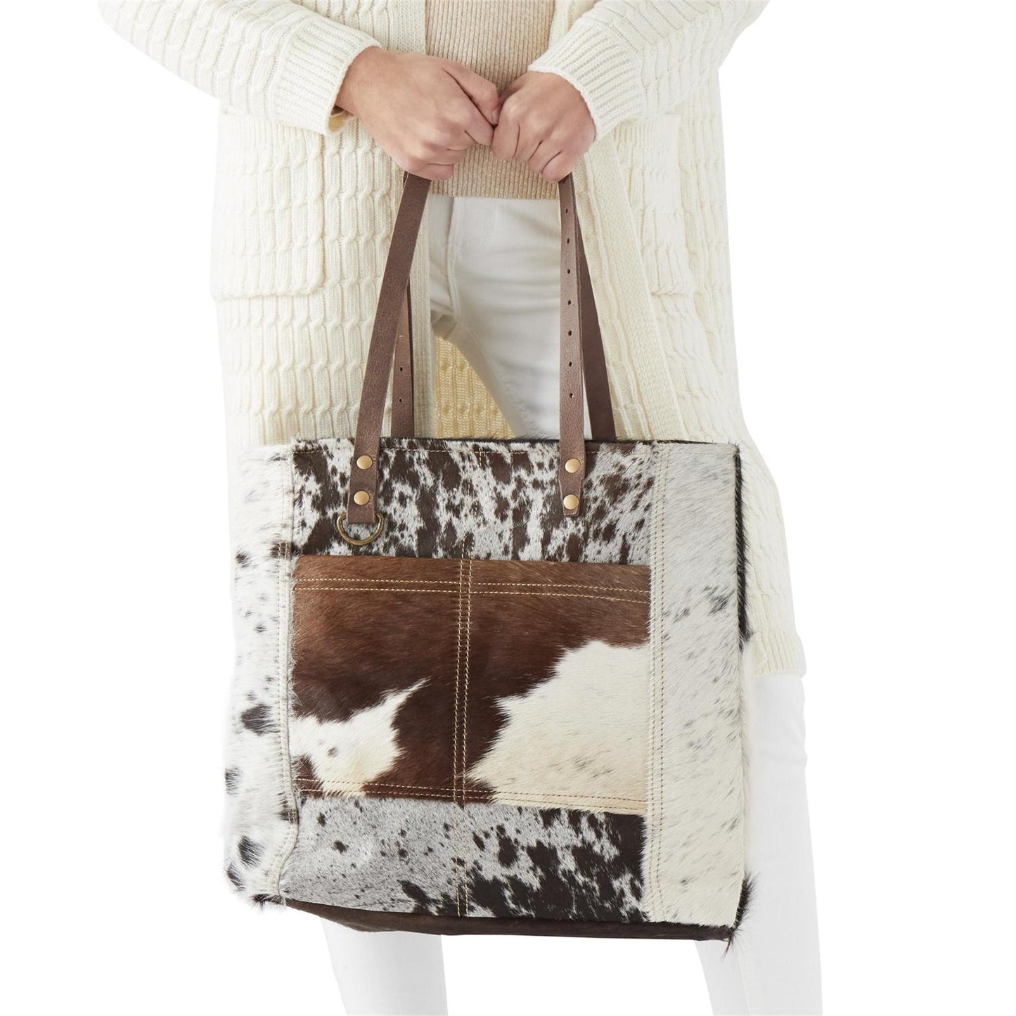 Cow Hide Tote - 17"
