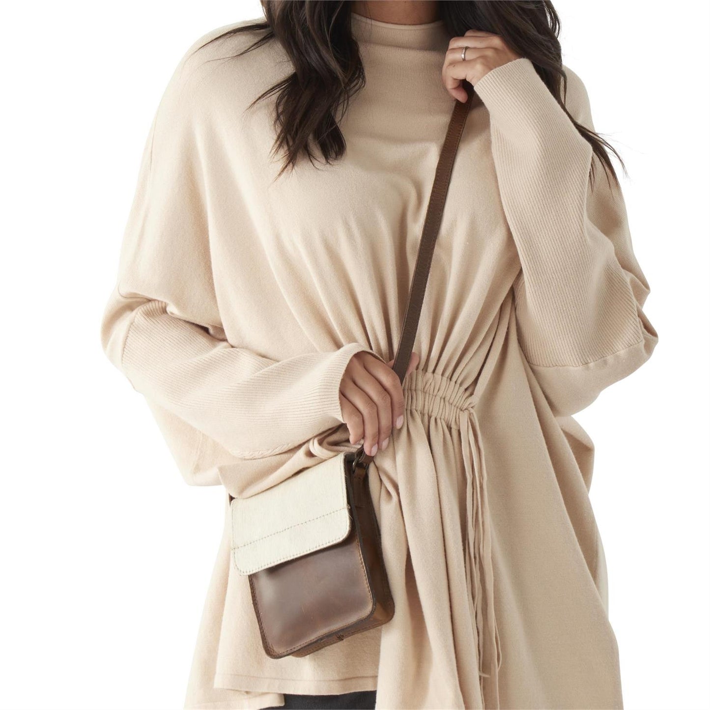 Brown Leather and Hide Small Crossbody Bag