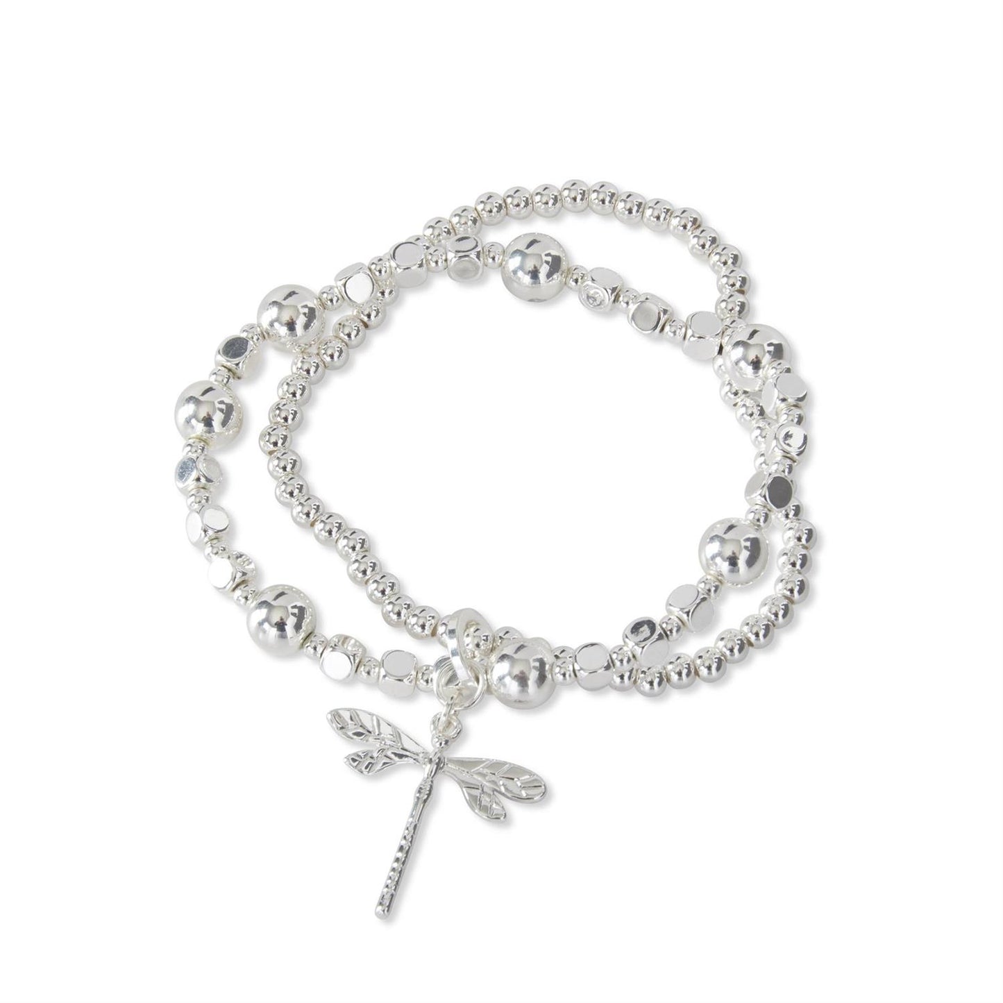 Silver Dragonfly with Two Stretch Bracelets