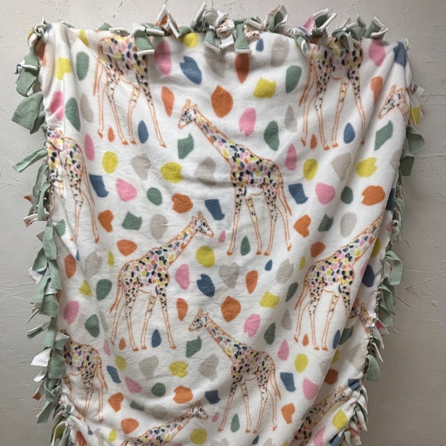 Giraffe Print Handmade Knotted Blanket - 60"