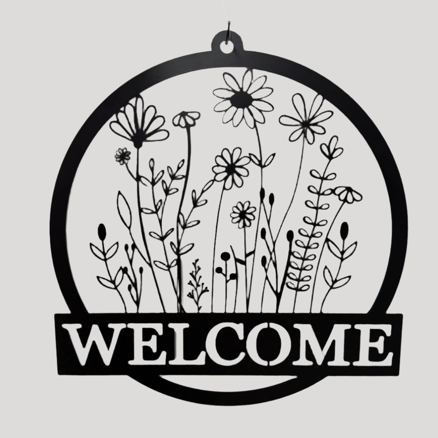 Welcome Wildflower Metal Hanger