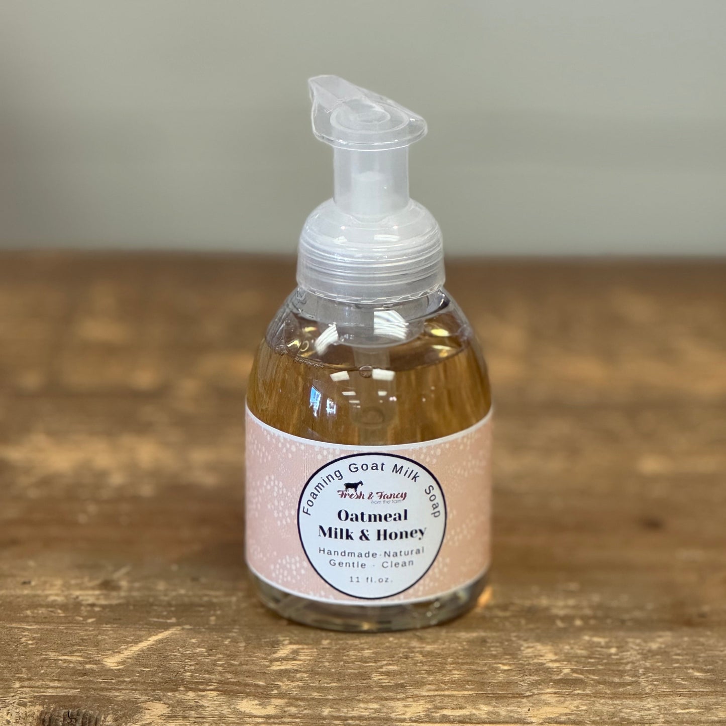 Clear bottle and peach label