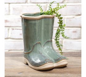 Teal Rainboots Planter - 6.4"