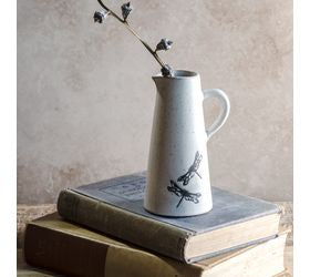 Pitcher with Dragonfly - Black and white, 5.5"