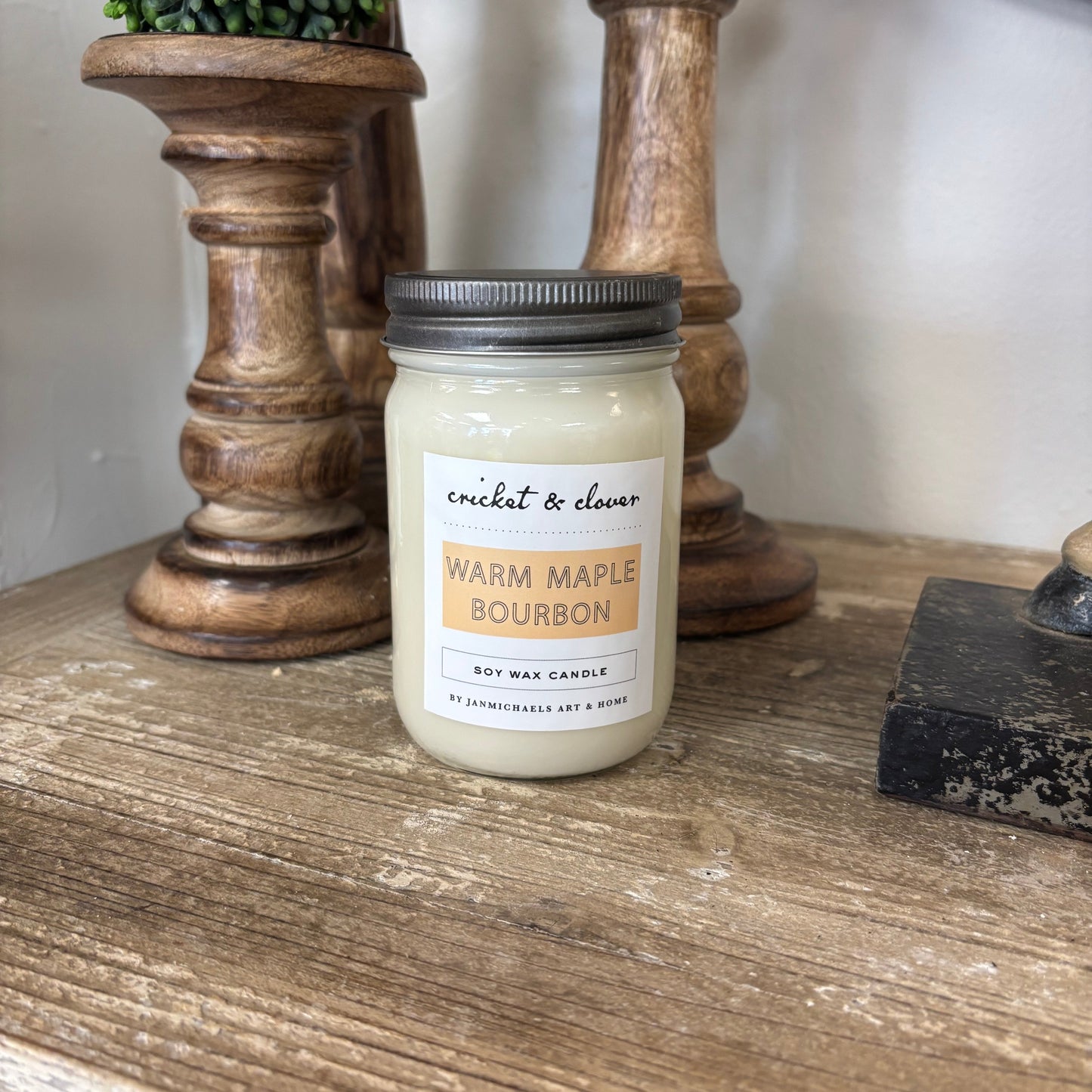 Warm Maple Bourbon Soy Wax Mason Jar Candle