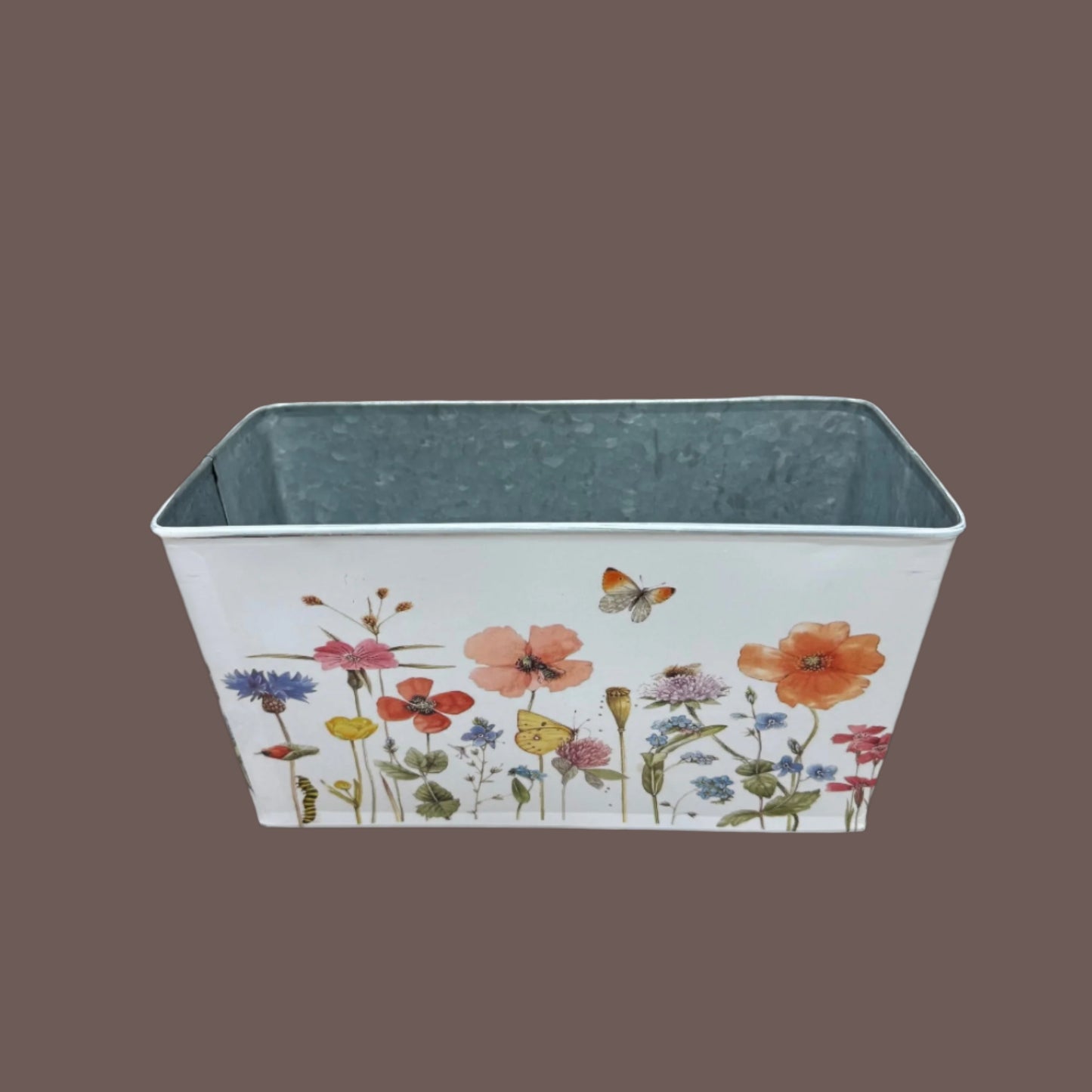 Rectangular Wildflower Metal Bucket