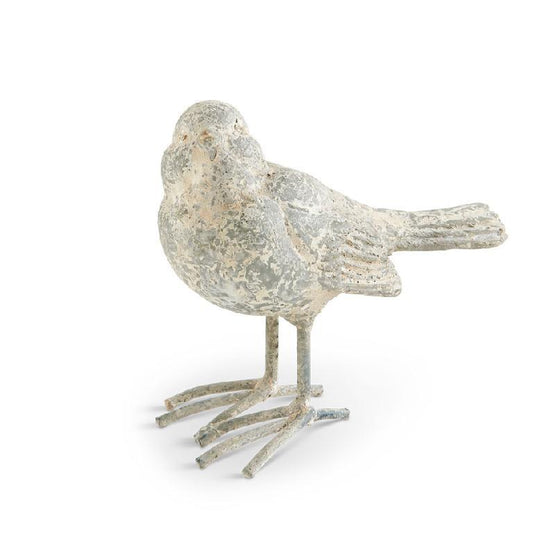 Distressed Gray Resin Bird w/Metal Legs - 4"