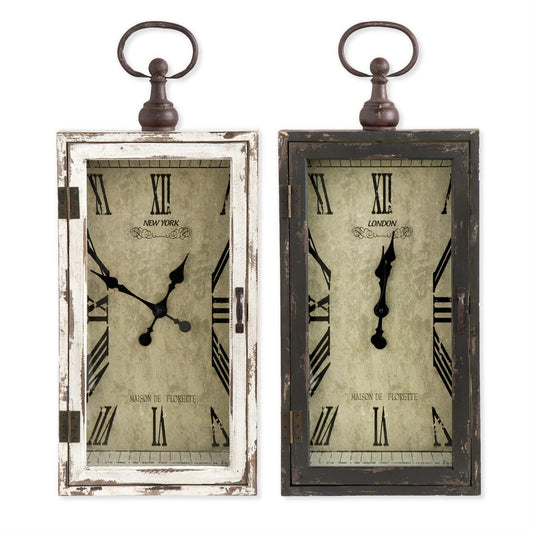 Black and White Rectangular Wood Wall Clocks - Assorted Styles