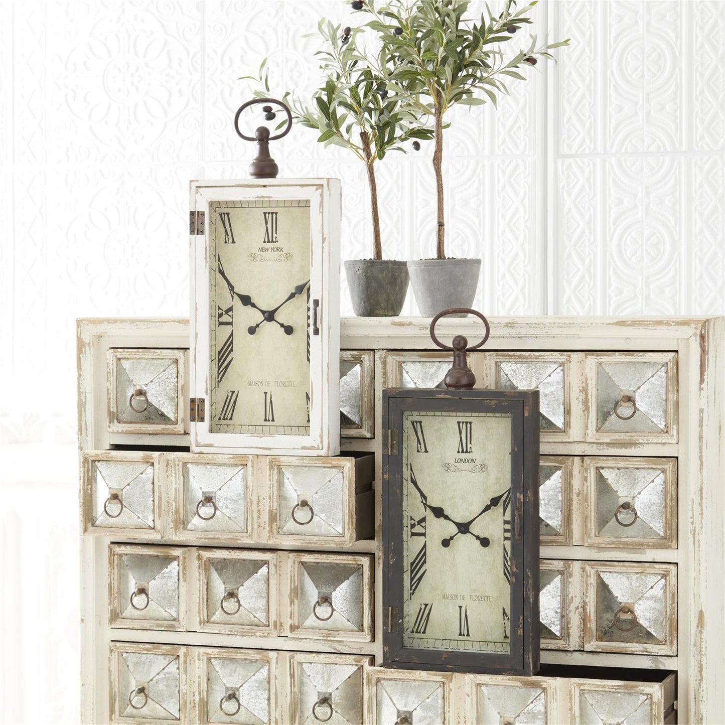 Black and White Rectangular Wood Wall Clocks - Assorted Styles