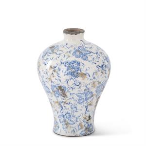 Blue and White Ceramic Vase - 7.75"