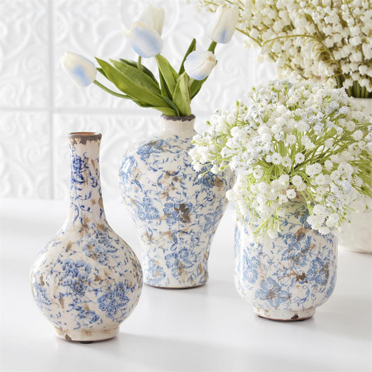 Blue And White Ceramic Vase - 5.75"