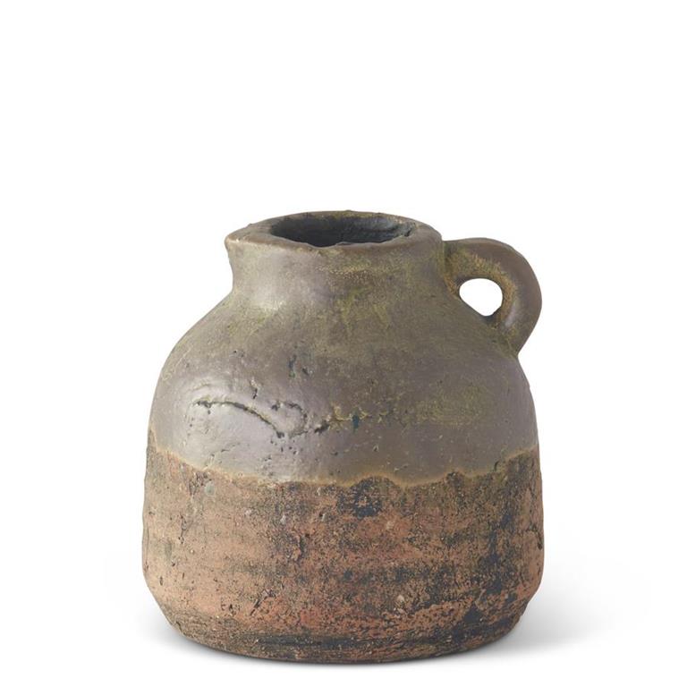Ceramic Pot with Gray Glazed Top - 5.88