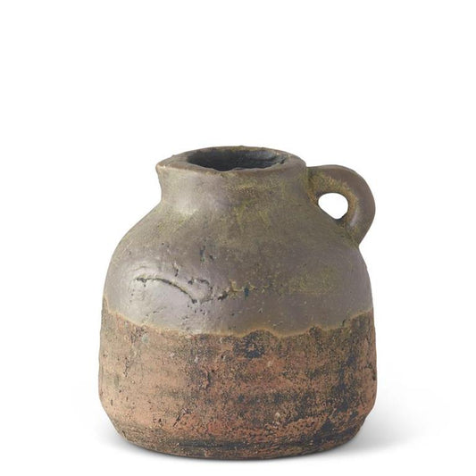 Ceramic Pot with Gray Glazed Top - 5.88