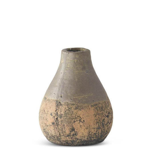 Ceramic Vase with Fray Glazed Top - 6"