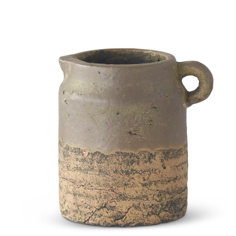 Ceramic Pot with Gray Glazed Top - 5.88