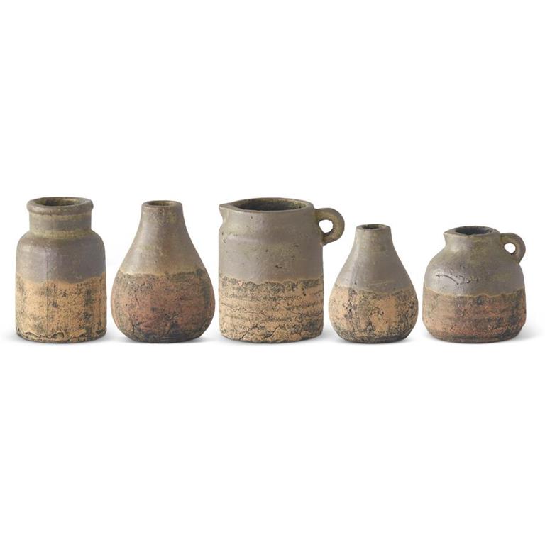 Ceramic Pot With Gray Glazed Top - 6.13"