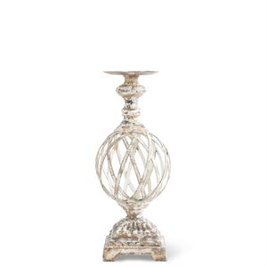 White and Gold Washed Woven Metal Candleholder - 18.25"