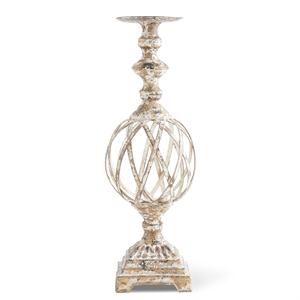 White and Gold Washed Woven Metal Candleholder - 22"