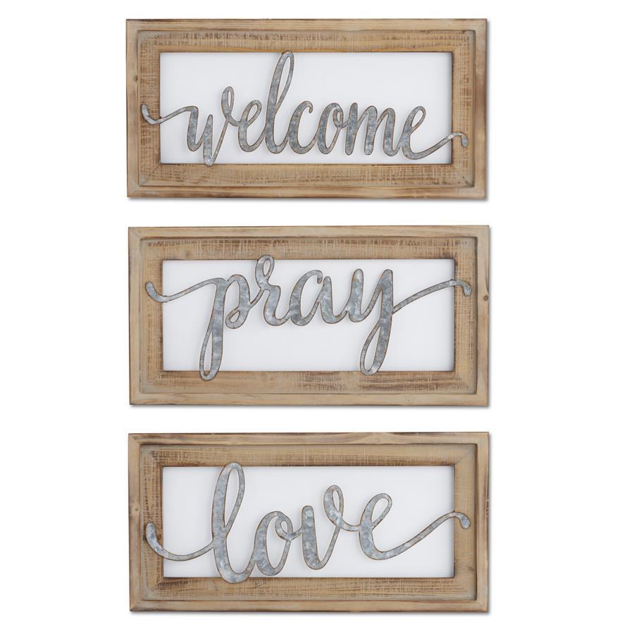 Wood Framed Tin Cutout Wall Sign - 3 Asst, 20"