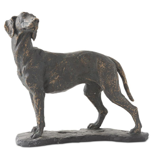 Patina Standing Dog on Black Base - 11", Resin