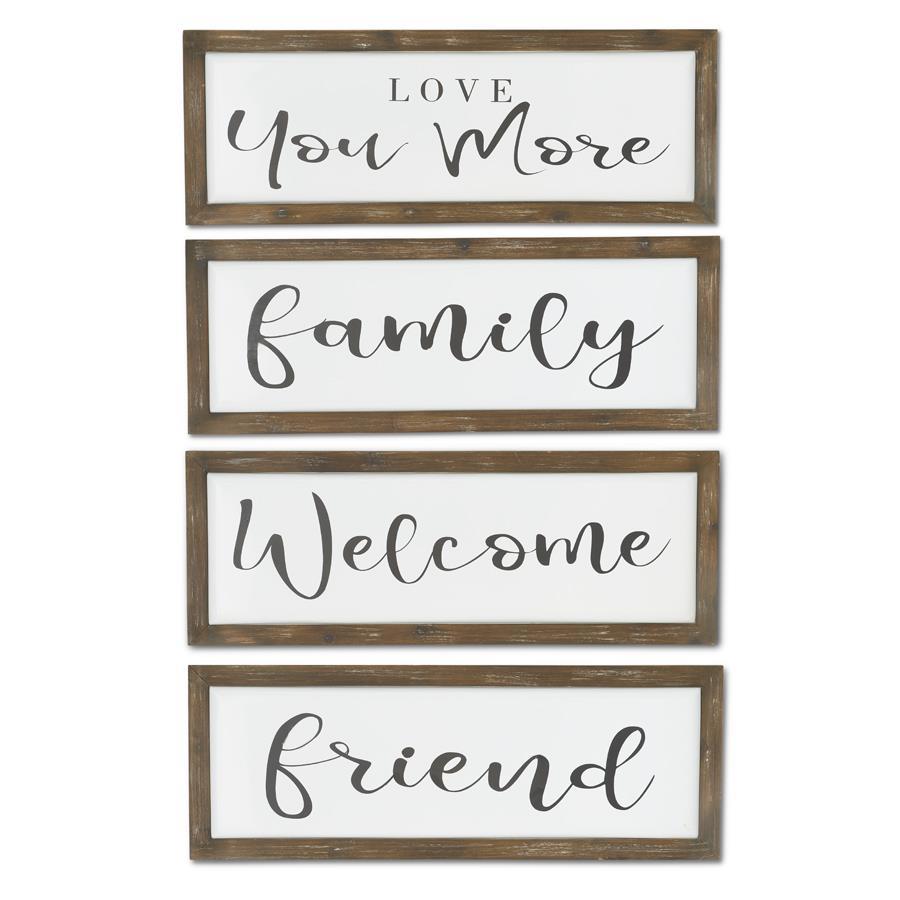 Dark Wood Framed Enamel Wall Signs - 4 Styles