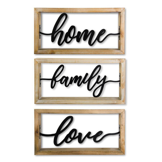 Natural Wood Framed Metal Cutout Wall Hangings - 11.75"