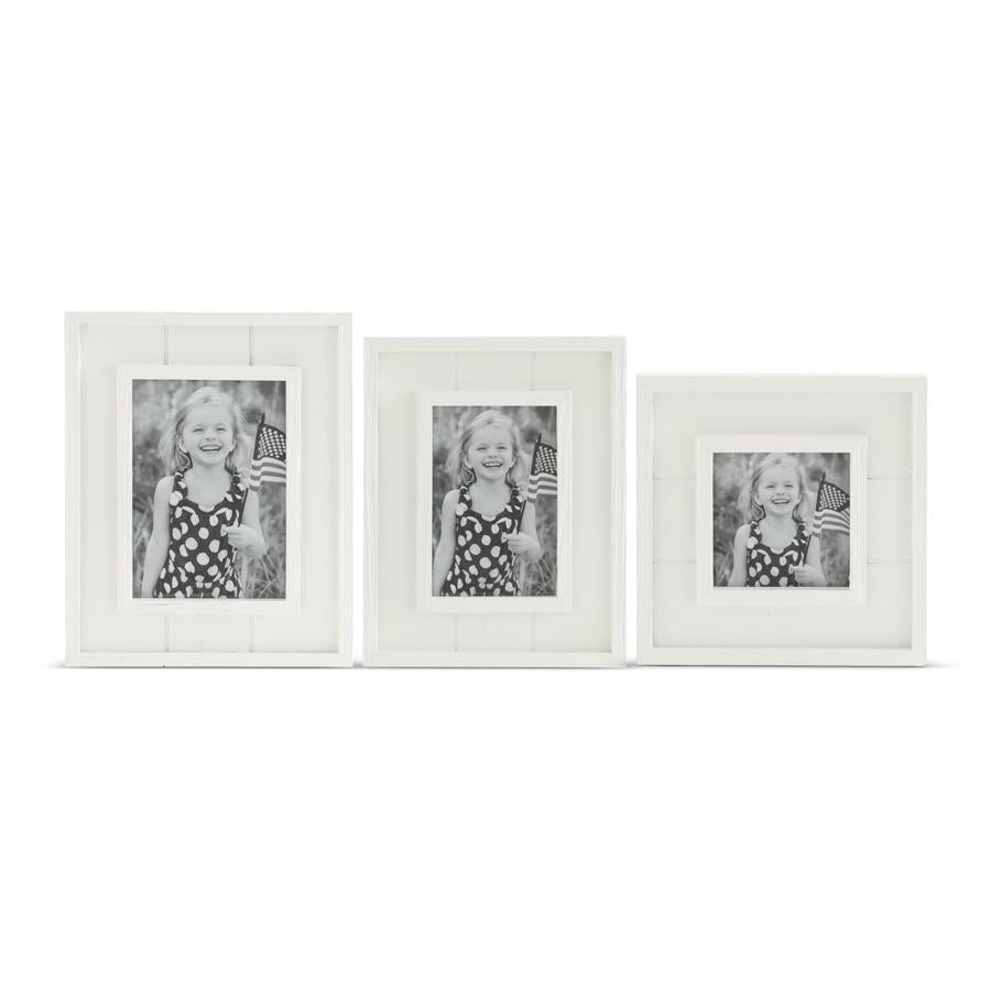 White Wood Square Photo Frame - 7.5"