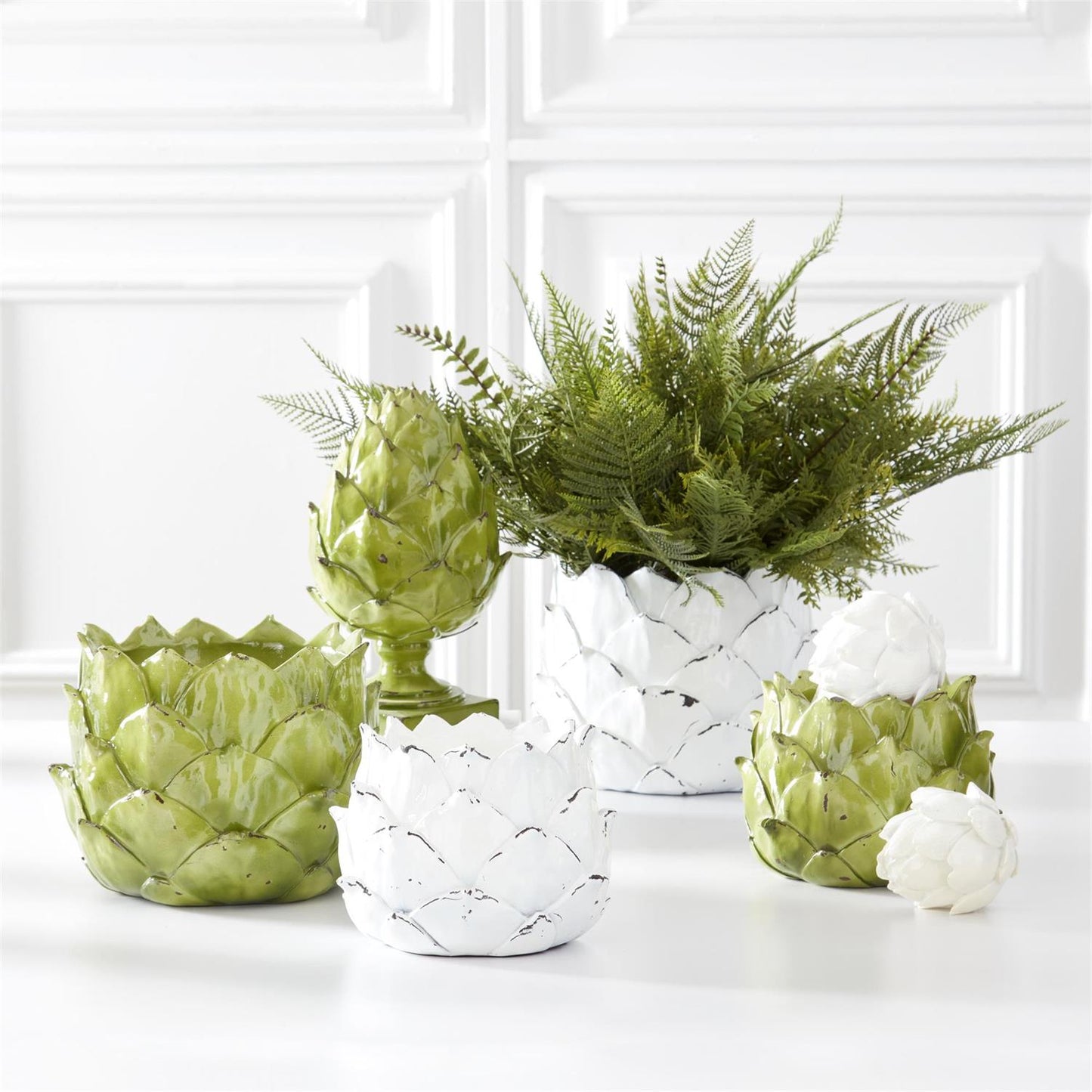 White Artichoke Planter - 5.5", Resin