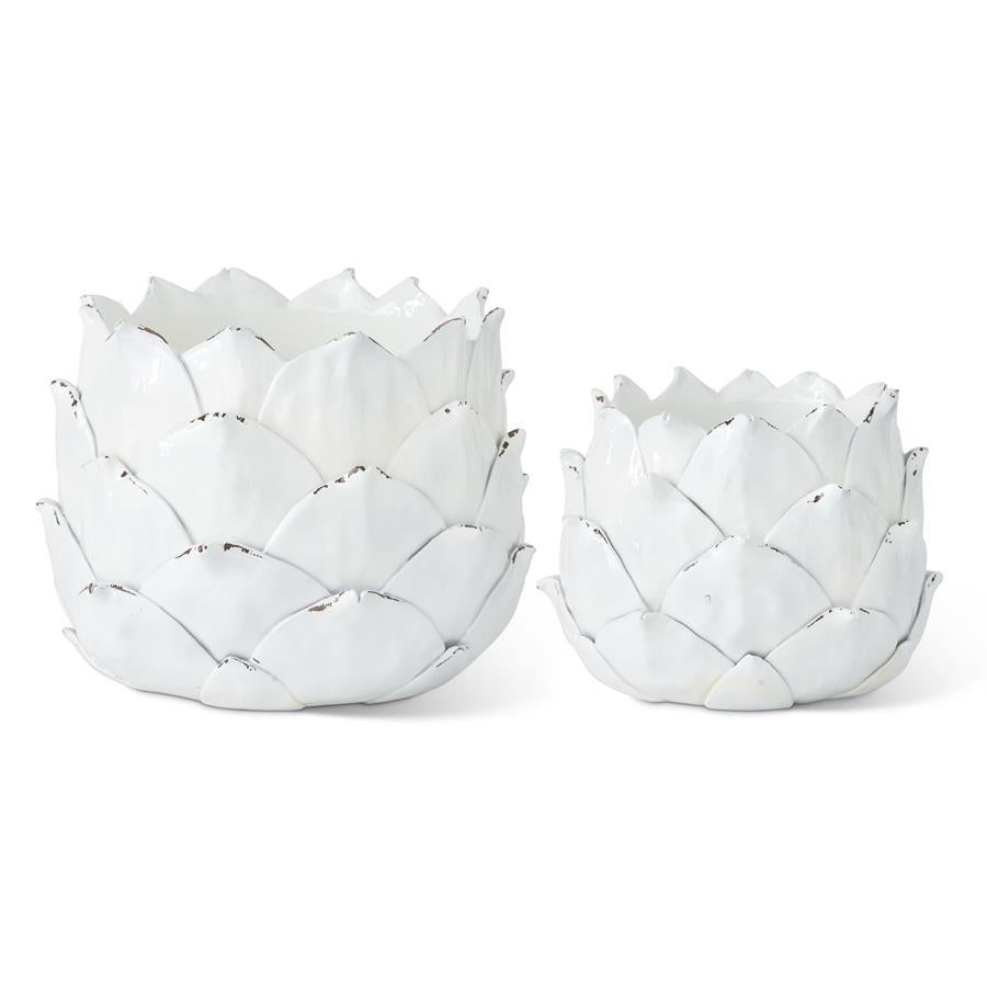 White Artichoke Planter - 5.5", Resin