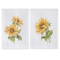 Guest Towels - Double Sunflower Handpainted Cotton - 2 styles