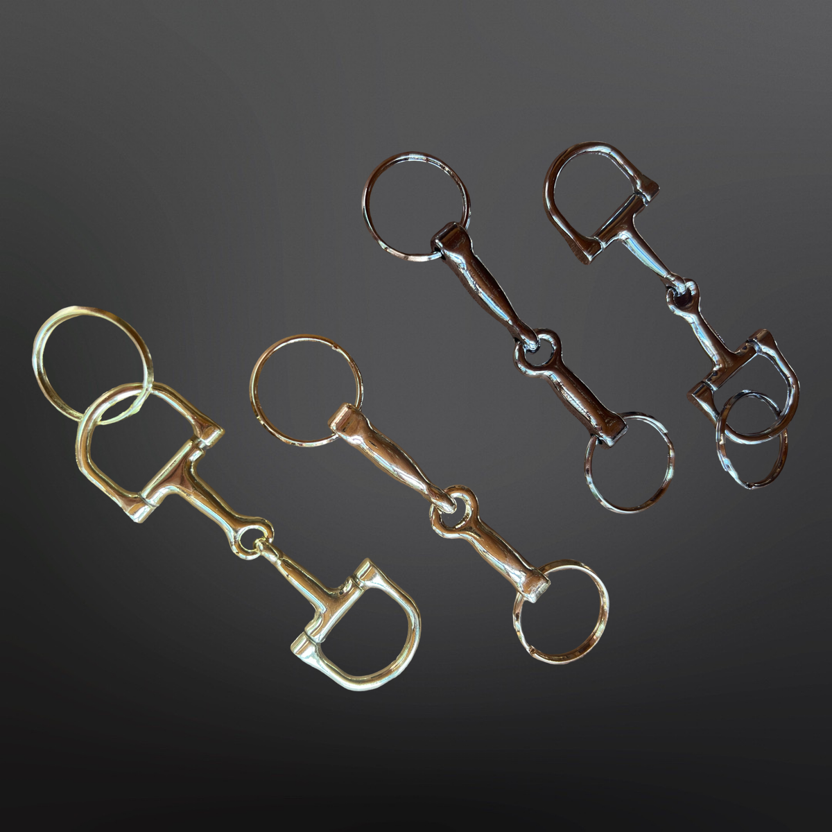 Equestrian Snaffle Bit Keychain: Loose Ring Snaffle - Gold